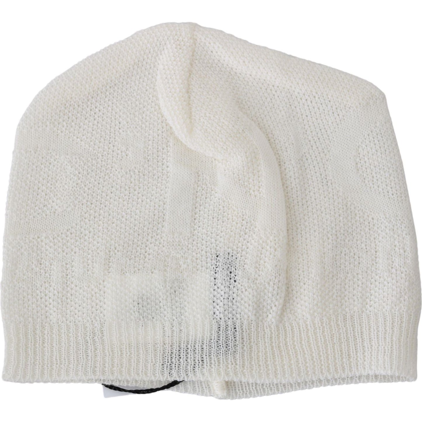 Costume National Beanie White Wool Blend Branded Hat Beanie Hat