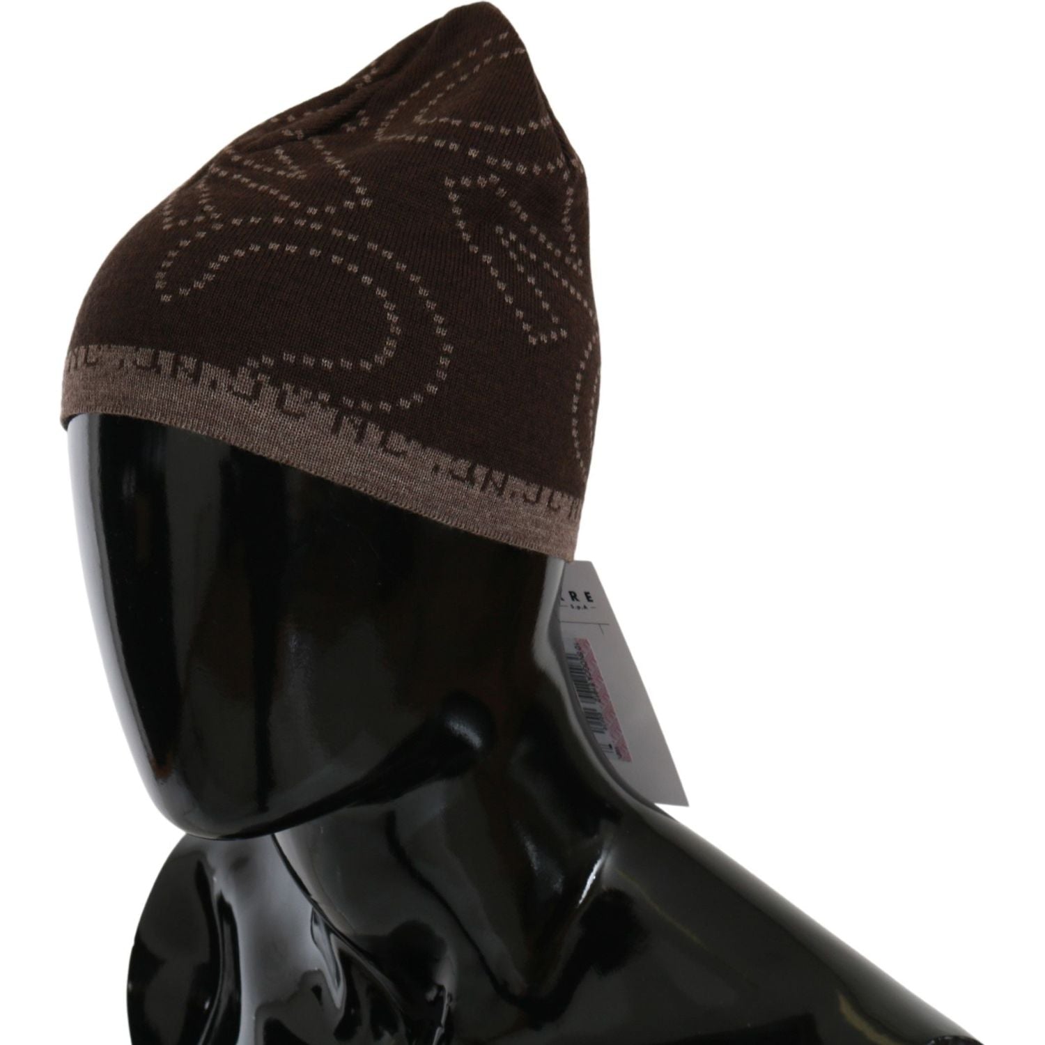 Costume National Beanie Brown Wool Blend Branded Hat