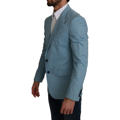 Dolce & Gabbana Blue Slim Fit Coat Jacket MARTINI Blazer 1728,24% Nylon,3% Cotton,5% Elastane,67345645728,Blazers - Men - Clothing,Blazers - Suits & Blazers - Clothing,Blue,Clothing,Dolce & Gabbana,IT48 | M,Material: 68% Rayon,Men,Men - Clothing,New with