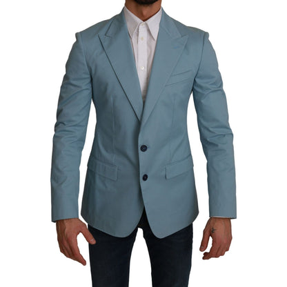 Dolce & Gabbana Blue Slim Fit Coat Jacket MARTINI Blazer 1728,24% Nylon,3% Cotton,5% Elastane,67345645728,Blazers - Men - Clothing,Blazers - Suits & Blazers - Clothing,Blue,Clothing,Dolce & Gabbana,IT48 | M,Material: 68% Rayon,Men,Men - Clothing,New with