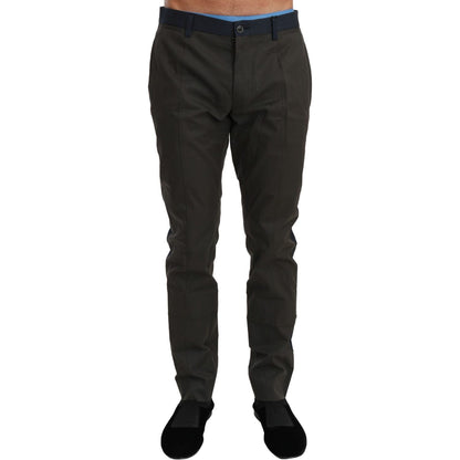 Dolce & Gabbana Blue Gray Stripes Trouser Cotton Pants Dolce & Gabbana