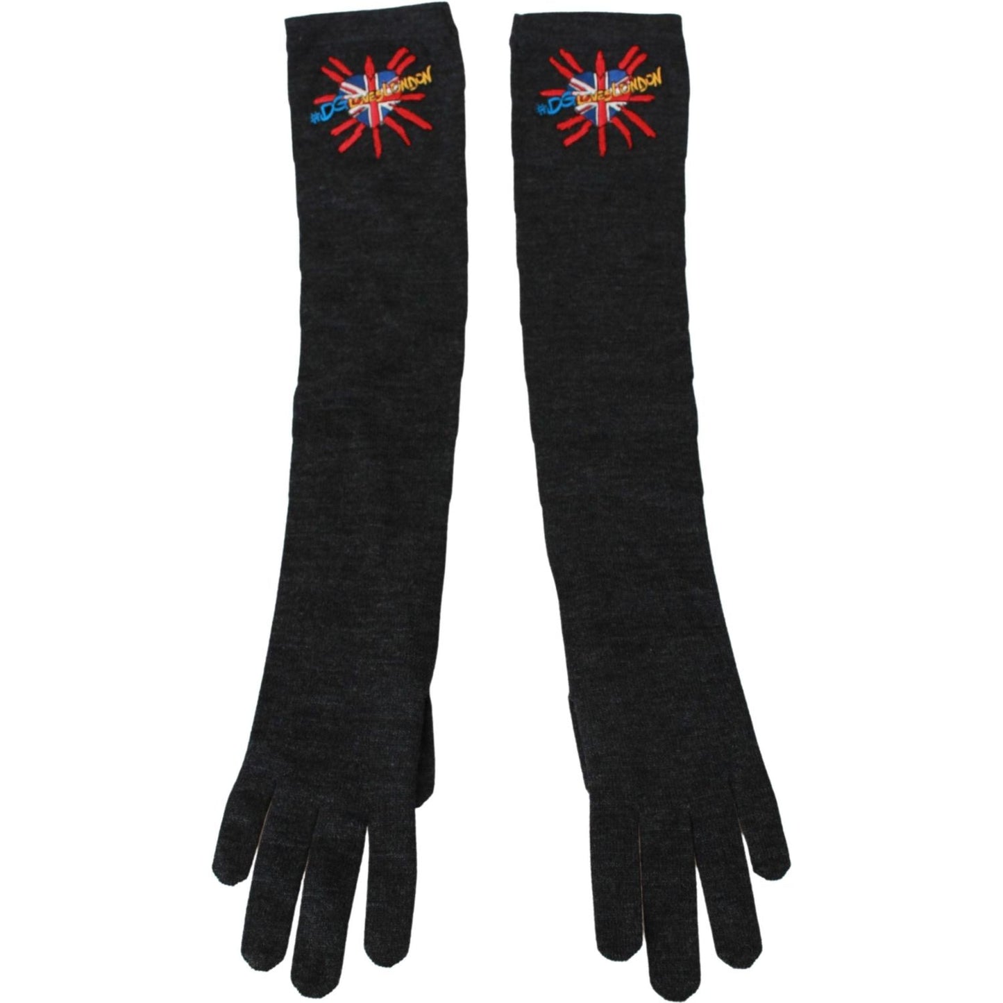 Dolce & Gabbana Gray #DGLovesLondon Embroidered Virgin Wool Gloves LB1018#2