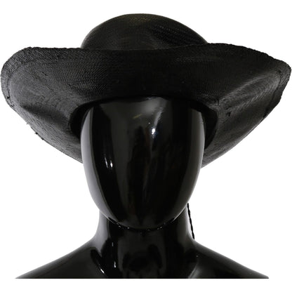 Costume National Black Wide Brim Cowboy Solid Hat 1728,58 cm|M,67345645728,Accessories,Black,Costume National,Hats - Accessories,Hats - Women - Accessories,Material: Straw,New with tags,Sunhats - Hats - Accessories,Women,Women - Accessories