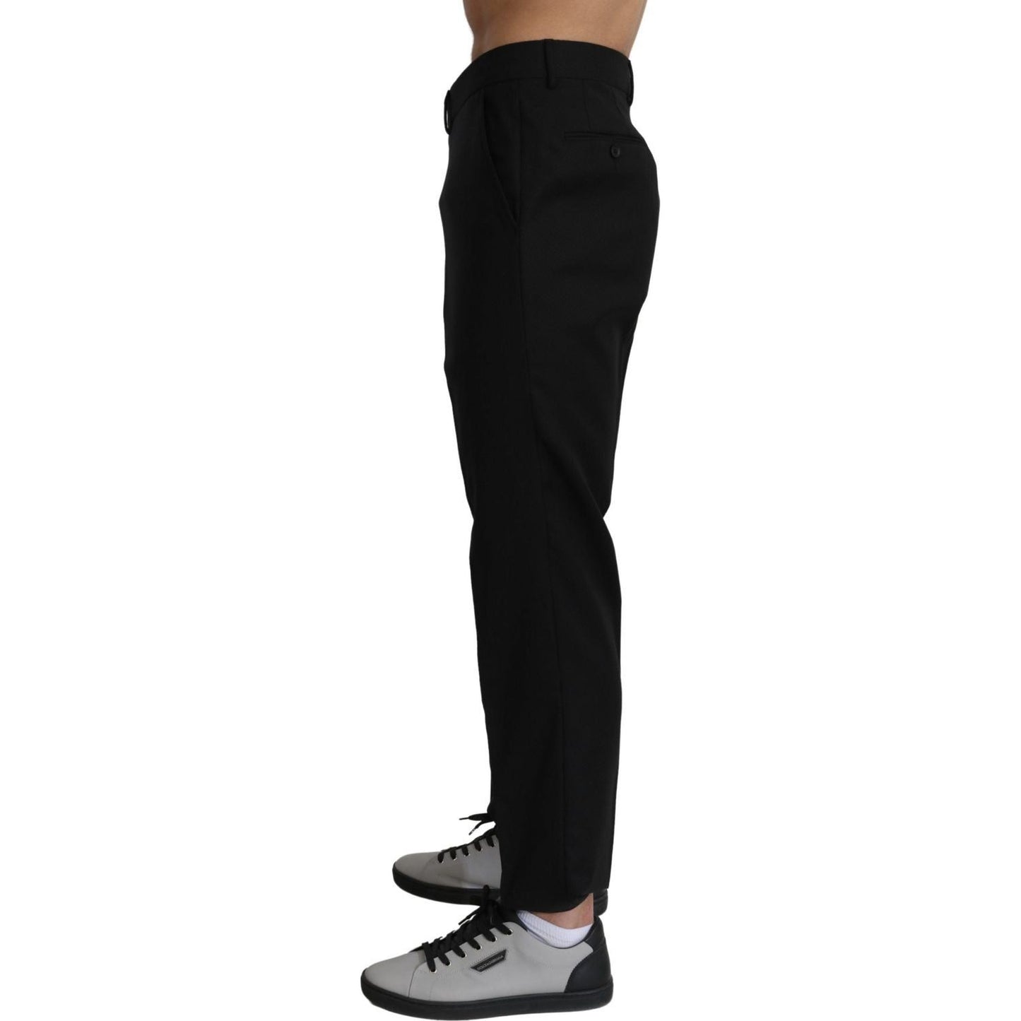 Dolce & Gabbana Black Cotton Wool Formal Dress Pants Dolce & Gabbana