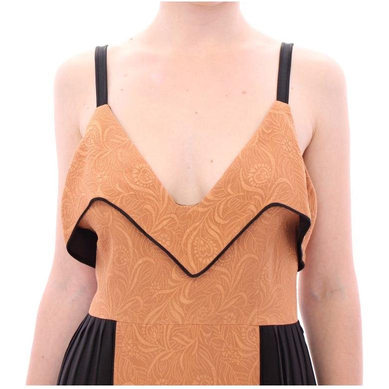 FILOS Black Bronze Silk Sleeveless Above Sheath Dress