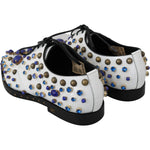 Dolce & Gabbana White Leather Crystals Dress Broque Shoes LA7214-39