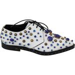 Dolce & Gabbana White Leather Crystals Dress Broque Shoes LA7214-39
