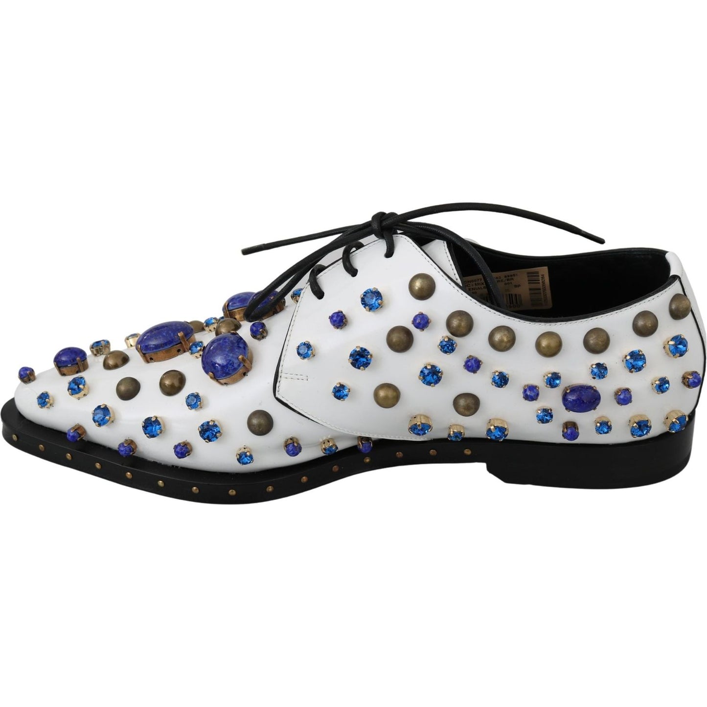 Dolce & Gabbana White Leather Crystals Dress Broque Shoes LA7214-39