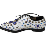 Dolce & Gabbana White Leather Crystals Dress Broque Shoes LA7214-39