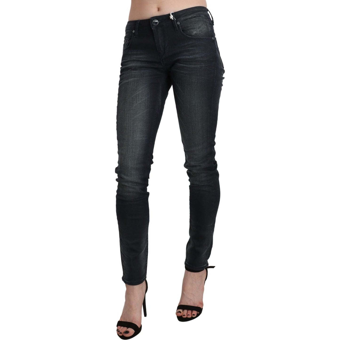 Acht Black Washed Low Waist Skinny Denim Trouser Jeans & Pants