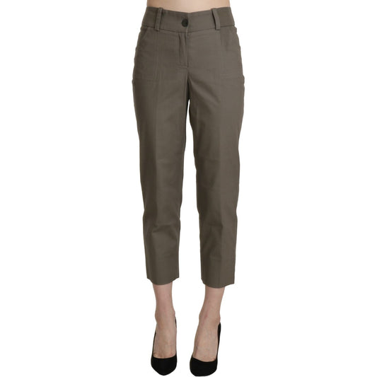 BENCIVENGA Gray High Waist Cropped Dress Trouser Pants 1728,67345645728,BENCIVENGA,Clothing,Dress Pants - Pants - Clothing,Gray,IT46|XL,IT52 | XL,Jeans & Pants - Women - Clothing,Material: Cotton,New with tags,Pants - Clothing,Women,Women - Clothing
