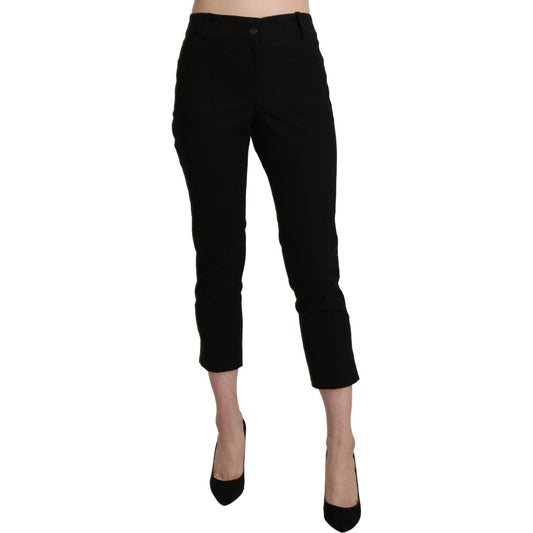 BENCIVENGA Black High Waist Skinny Cropped Dress Trouser Pants 1728,67345645728,BENCIVENGA,Black,Clothing,Dress Pants - Pants - Clothing,IT44|L,IT48|XXL,Jeans & Pants - Women - Clothing,Material: Cotton,New with tags,Pants - Clothing,Women,Women - Clothin