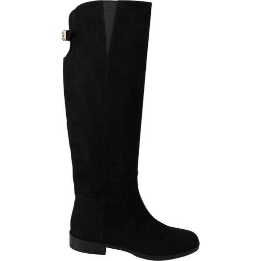 Dolce & Gabbana Elegant Black Suede Knee High Boots Dolce & Gabbana Black