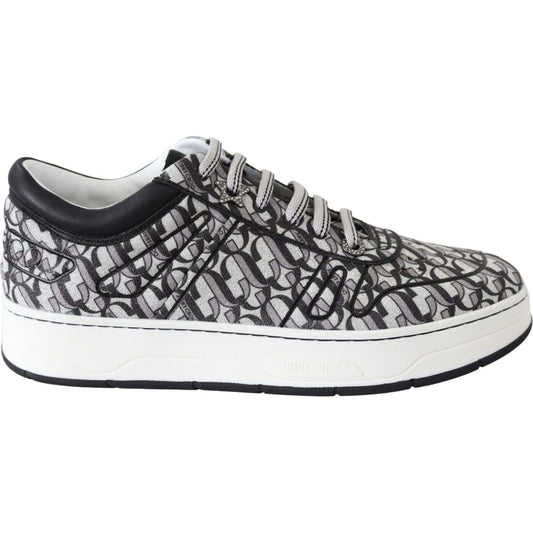 Jimmy Choo Glittering Slip-On Sneakers - Silver and Black Jimmy Choo Dark Slate Gray