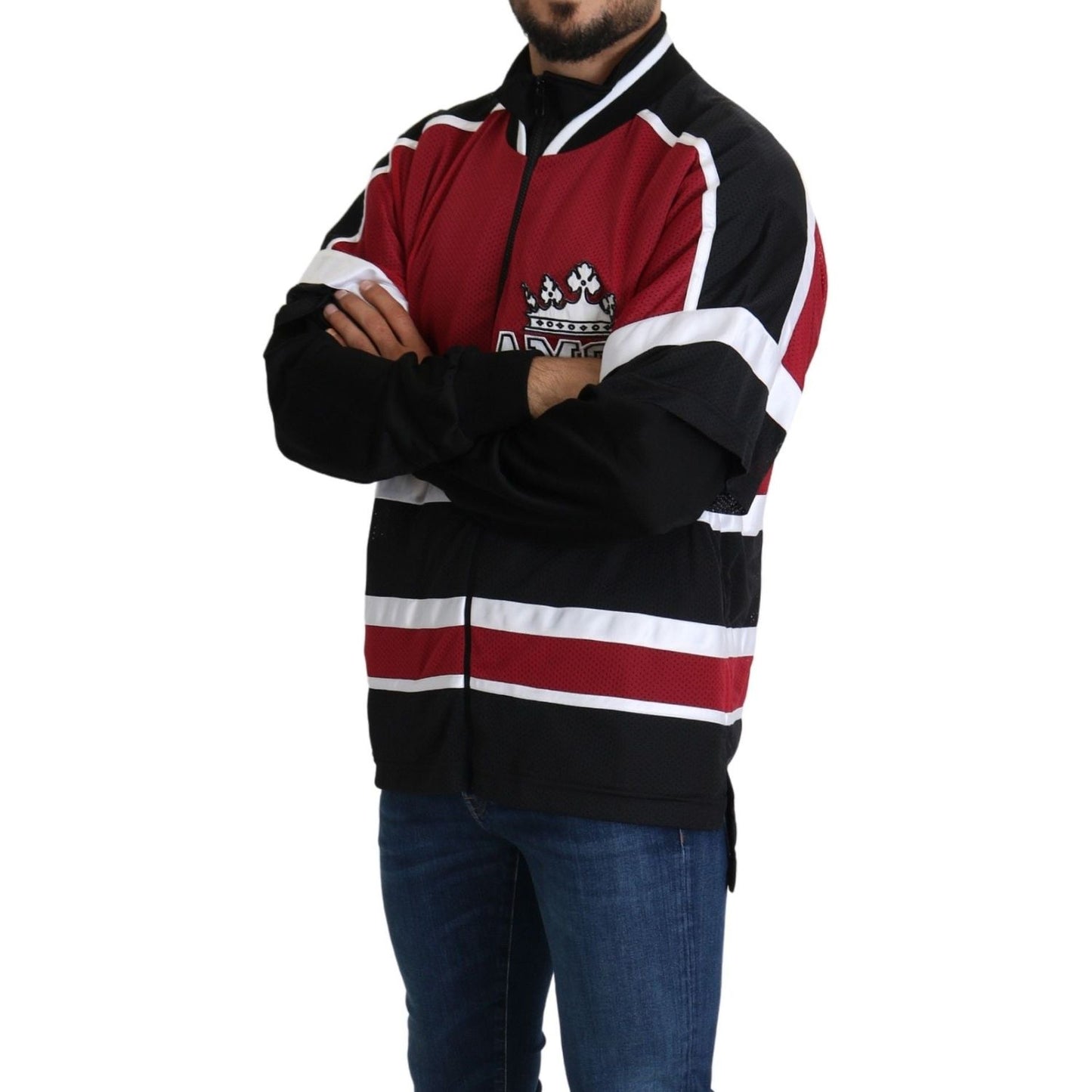 Dolce & Gabbana Red Black AMORE Sport Full Zipper Sweater