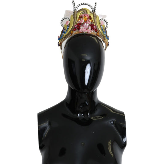 Dolce & Gabbana Gold Brass Floral Crystals LED Lights Crown Tiara Diadem 1728,67345645728,Accessories,cotton,crystal,Dolce & Gabbana,glass,Gold,Hair Accessories - Accessories,Hairbands - Hair Accessories - Accessories,Headbands - Women - Accessories,Mater