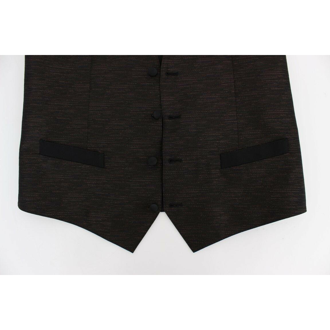 Dolce & Gabbana Black Wool Logo Dress Gilet Vest