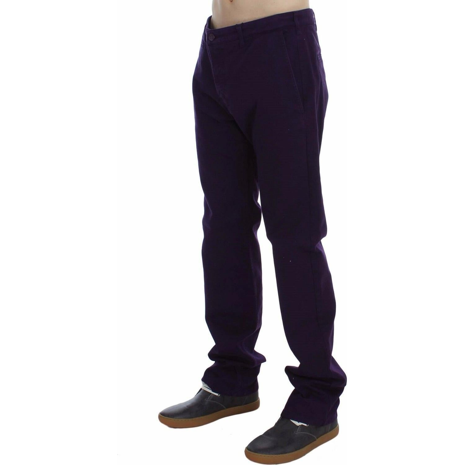 GF Ferre Purple Cotton Stretch Purple Fit  Pants