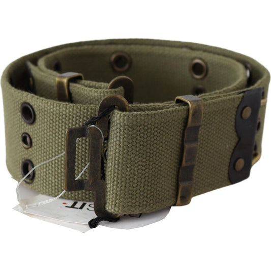 Ermanno Scervino Green 100% Cotton Rustic Bronze Buckle Belt 1728,67345645728,85 cm / 34 Inches,Accessories,Belts - Accessories,Belts - Women - Accessories,Ermanno Scervino,Green,High-Waist Belts - Belts - Accessories,Material: 100% Cotton,New with tags,W