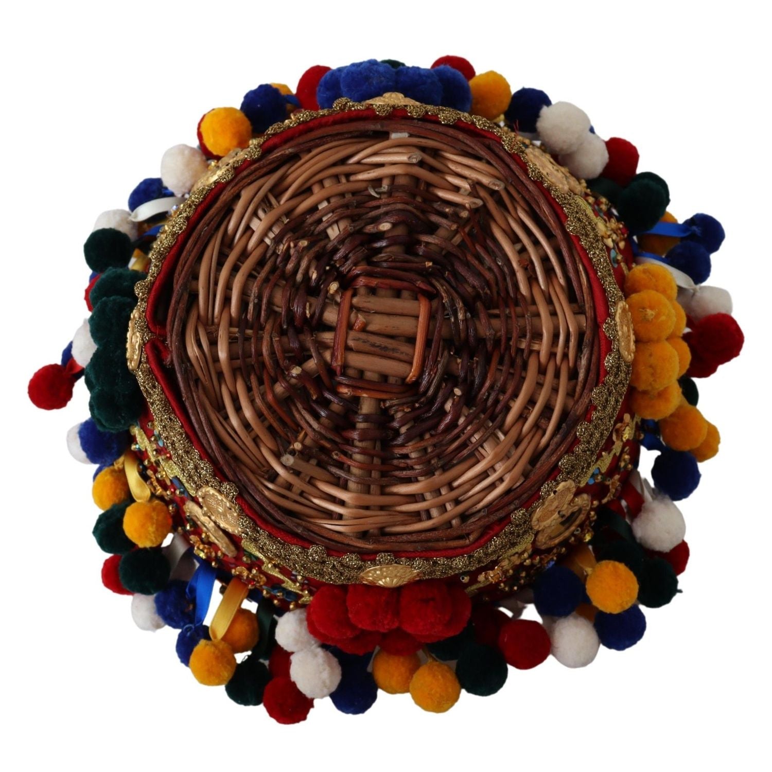 Dolce & Gabbana Multicolor Cotton Embellished Agnese Basket Tote Bag