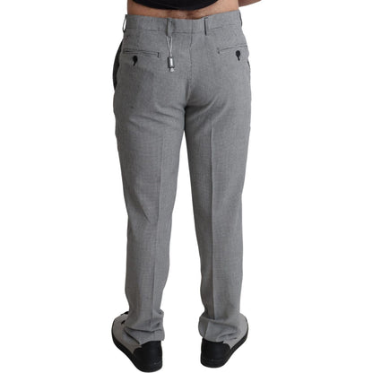 BENCIVENGA Gray Wool Checkered Dress Men Formal Trouser Pants