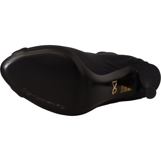 Dolce & Gabbana Elegant Ankle Open Toe Heel Boots Dolce & Gabbana Black