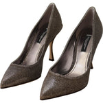 Dolce & Gabbana Gold Silver Fabric Heels Pumps Shoes LA9026-35.5