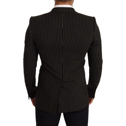 Dolce & Gabbana Dark Gray White Striped Slim Fit Coat Blazer