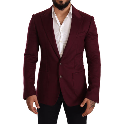 Dolce & Gabbana Maroon Cashmere Slim Fit Coat Jacket Blazer Dolce & Gabbana
