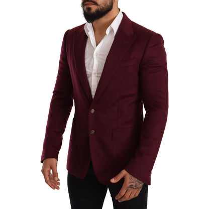 Dolce & Gabbana Maroon Cashmere Slim Fit Coat Jacket Blazer Dolce & Gabbana