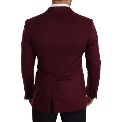 Dolce & Gabbana Maroon Cashmere Slim Fit Coat Jacket Blazer Dolce & Gabbana