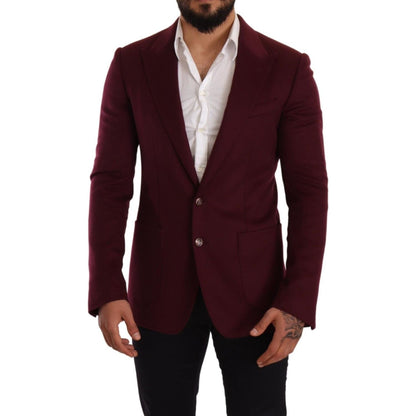 Dolce & Gabbana Maroon Cashmere Slim Fit Coat Jacket Blazer Dolce & Gabbana