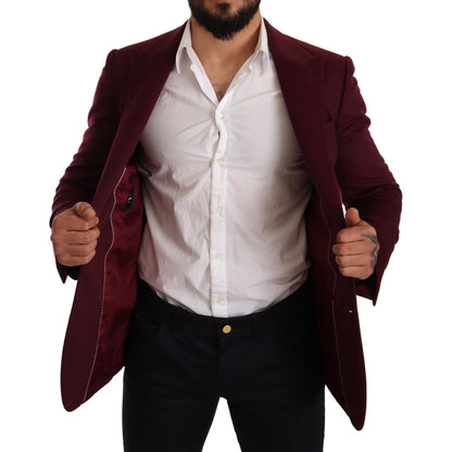 Dolce & Gabbana Maroon Cashmere Slim Fit Coat Jacket Blazer Dolce & Gabbana