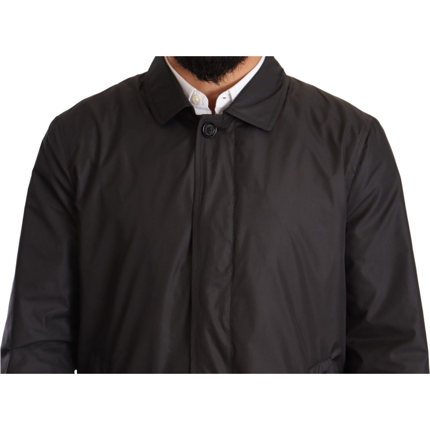 Dolce & Gabbana Black Polyester Mens Trench Coat Jacket