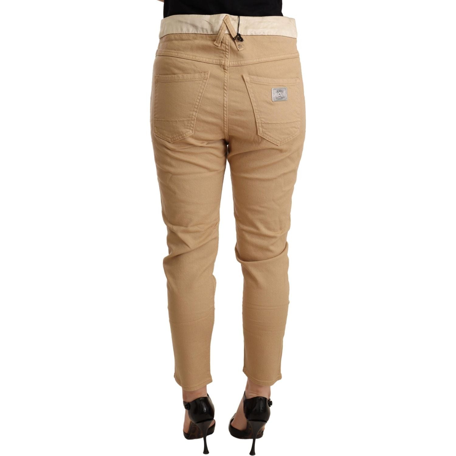 CYCLE Beige Mid Waist Slim Fit Skinny Stretch Trouser