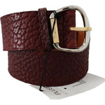 GF Ferre Bordeaux Wide Leather Waist Gold Silver Belt BEL8085- 70
