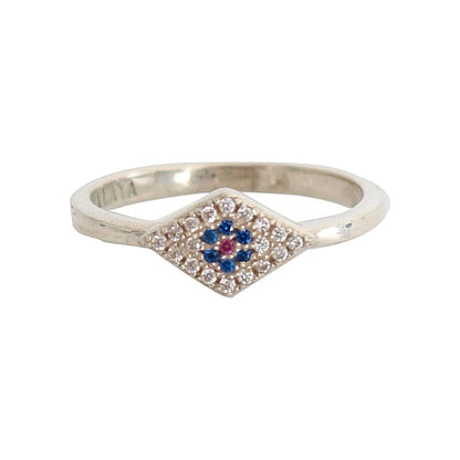 Nialaya Blue Red CZ 925 Silver Womens Clear Ring Ring