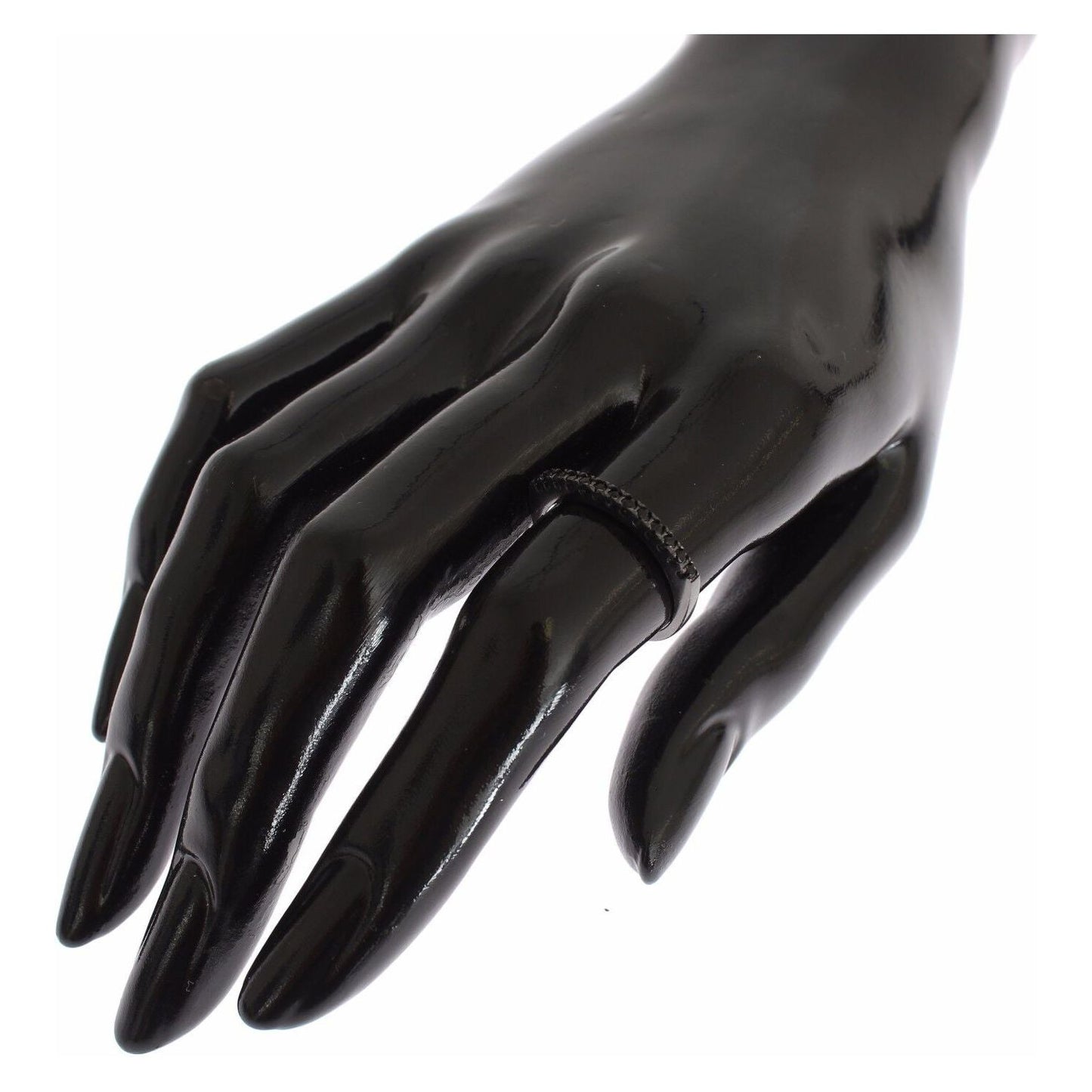 Nialaya Black CZ Rhodium 925 Silver Womens Ring Ring