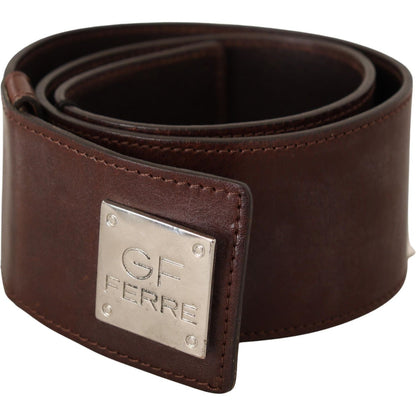 Costume National Belt Black Leather Silver Buckle Waist Belt MAN BELTS