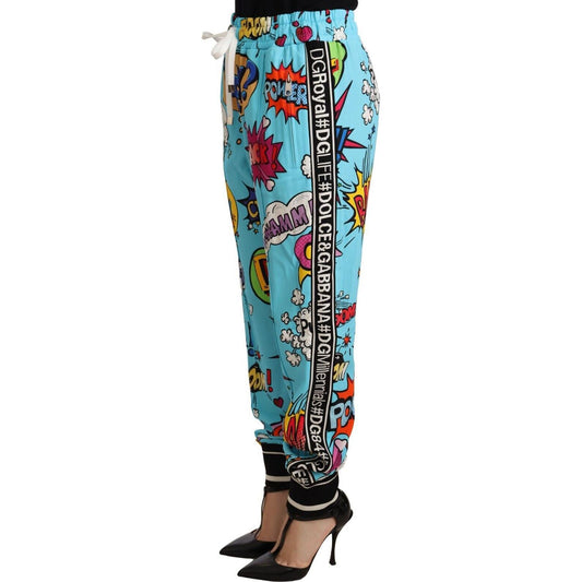 Dolce & Gabbana Chic Cartoon Print Knitted Jogger Pants Jeans & Pants Dolce & Gabbana Dark Slate Gray
