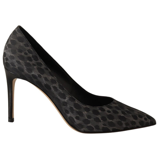 Sofia Black Leopard Leather Stiletto High Heels Pumps Shoes 1728,67345645728,Black,EU39/US8.5,High Heel - Pumps - Shoes,Material: Leather,New with tags,Pumps - Shoes,Pumps - Women - Shoes,Shoes,Sofia,Women,Women - Shoes