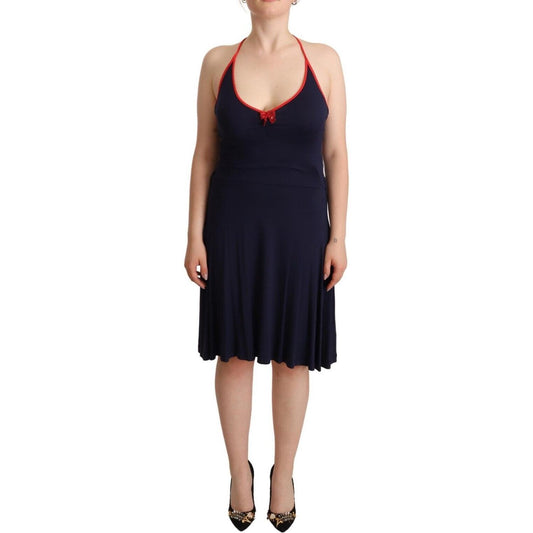 Roccobarocco Navy Blue Sleeveless Halter Sheath Midi Dress 1728,67345645728,Clothing,Dresses - Clothing,Dresses - Women - Clothing,IT42|M,IT44|L,IT46|XL,Material: 100% Cotton,Midi - Dresses - Clothing,Navy Blue,New with tags,Roccobarocco,Sleeveless - Dres