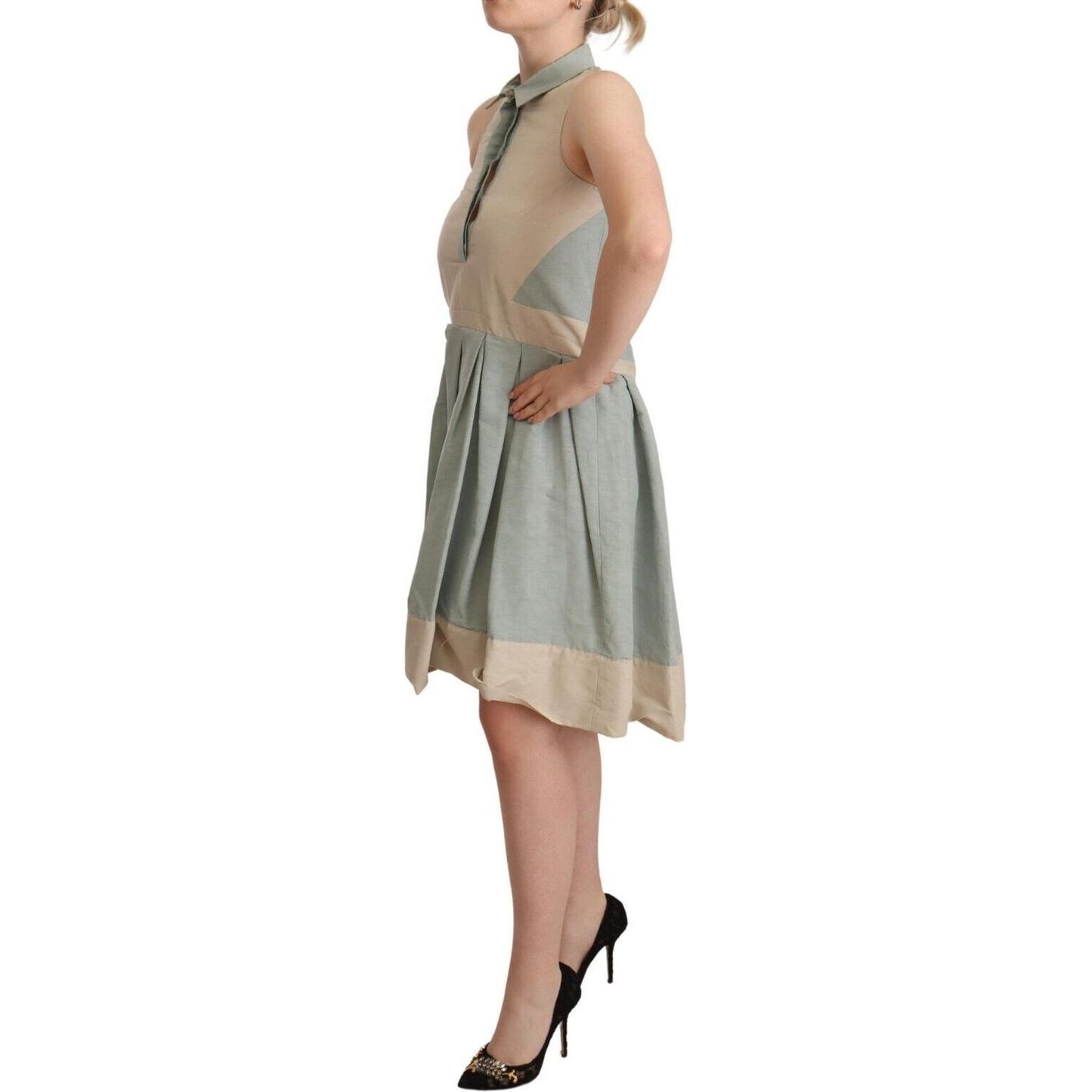 Comeforbreakfast Multicolor Collared Sleeveless Sheath Dress 1728,29% Cotton,32% Nylon,67345645728,Clothing,Comeforbreakfast,Dresses - Clothing,Dresses - Women - Clothing,IT40|S,Material: 39% Linen,Midi - Dresses - Clothing,Multicolor,New with tags,Sleeve