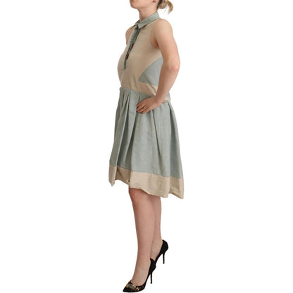 Comeforbreakfast Multicolor Collared Sleeveless Sheath Dress 1728,29% Cotton,32% Nylon,67345645728,Clothing,Comeforbreakfast,Dresses - Clothing,Dresses - Women - Clothing,IT40|S,Material: 39% Linen,Midi - Dresses - Clothing,Multicolor,New with tags,Sleeve