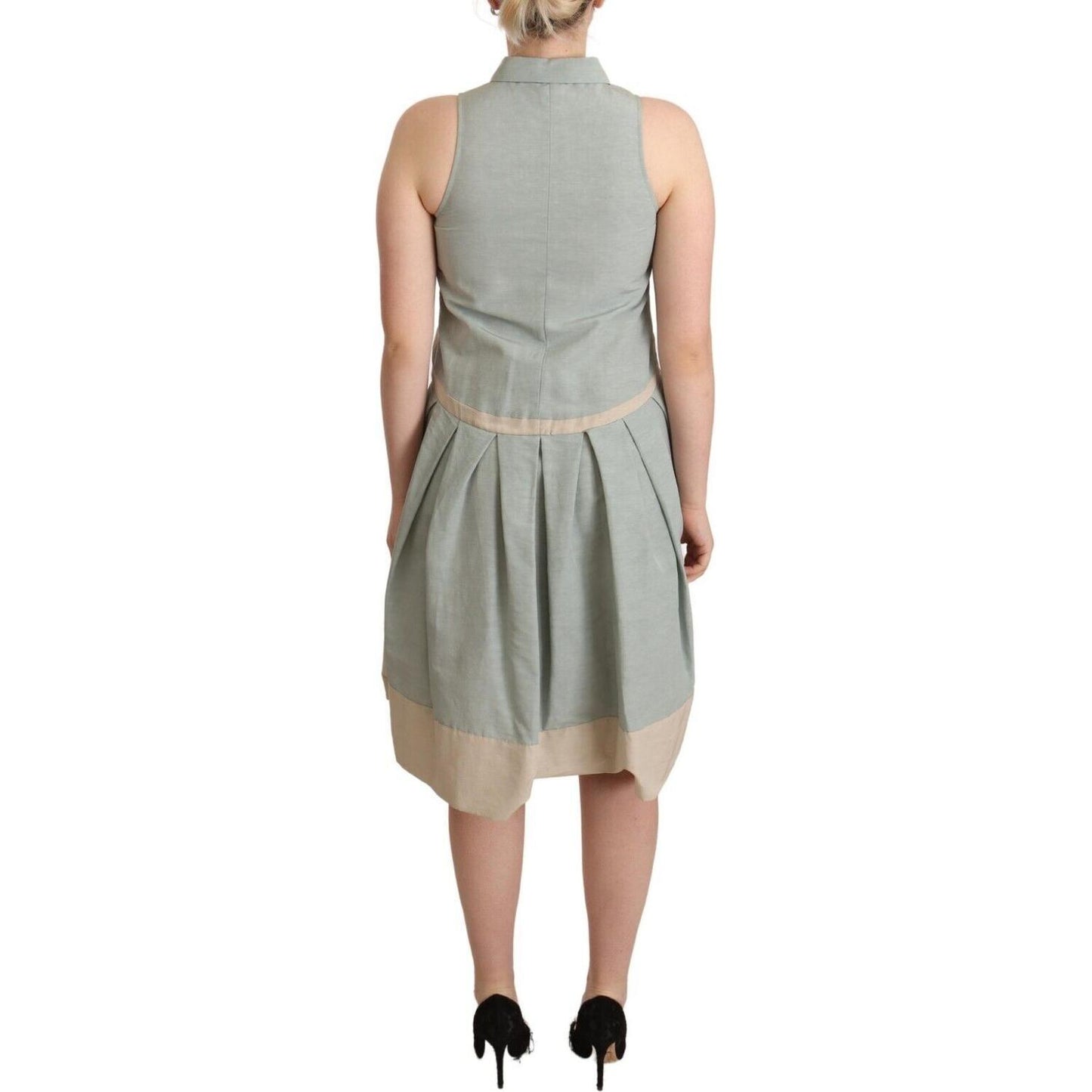 Comeforbreakfast Multicolor Collared Sleeveless Sheath Dress 1728,29% Cotton,32% Nylon,67345645728,Clothing,Comeforbreakfast,Dresses - Clothing,Dresses - Women - Clothing,IT40|S,Material: 39% Linen,Midi - Dresses - Clothing,Multicolor,New with tags,Sleeve