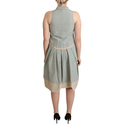 Comeforbreakfast Multicolor Collared Sleeveless Sheath Dress 1728,29% Cotton,32% Nylon,67345645728,Clothing,Comeforbreakfast,Dresses - Clothing,Dresses - Women - Clothing,IT40|S,Material: 39% Linen,Midi - Dresses - Clothing,Multicolor,New with tags,Sleeve