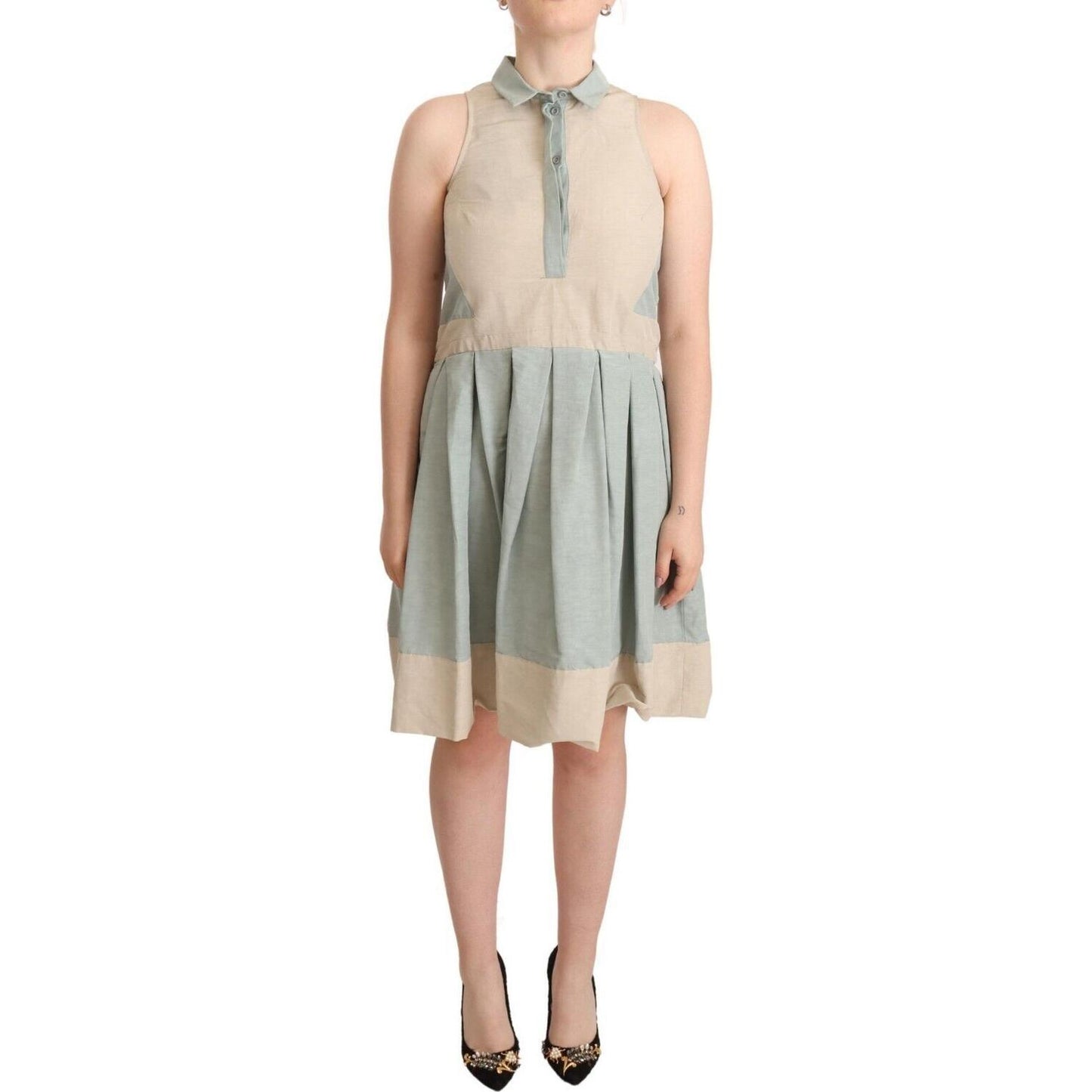 Comeforbreakfast Multicolor Collared Sleeveless Sheath Dress 1728,29% Cotton,32% Nylon,67345645728,Clothing,Comeforbreakfast,Dresses - Clothing,Dresses - Women - Clothing,IT40|S,Material: 39% Linen,Midi - Dresses - Clothing,Multicolor,New with tags,Sleeve