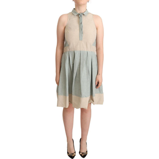 Comeforbreakfast Chic Sleeveless Collared Sheath Dress WOMAN DRESSES Comeforbreakfast Tan
