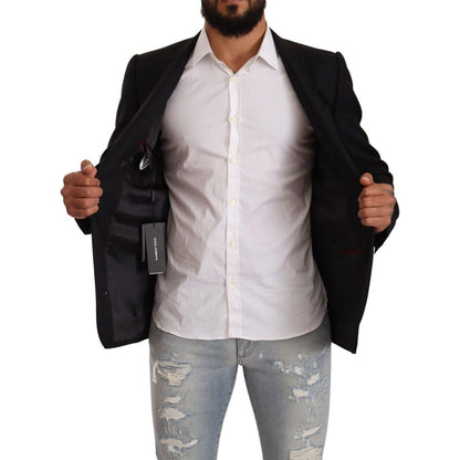 Dolce & Gabbana Black Wool Single Breasted Suit GOLD Jacket