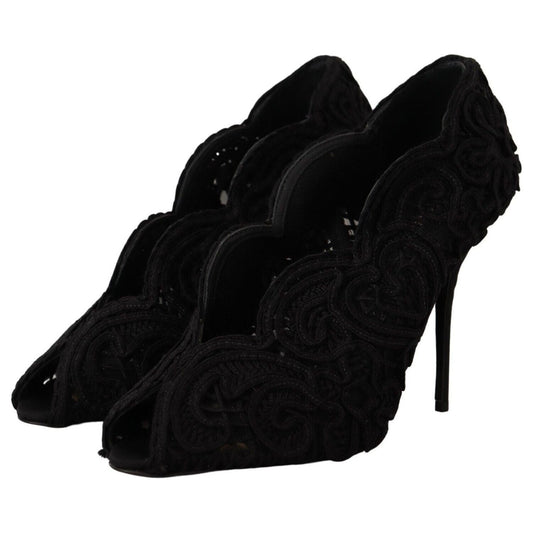 Dolce & Gabbana Elegant Black Lace Stiletto Heels Dolce & Gabbana Black